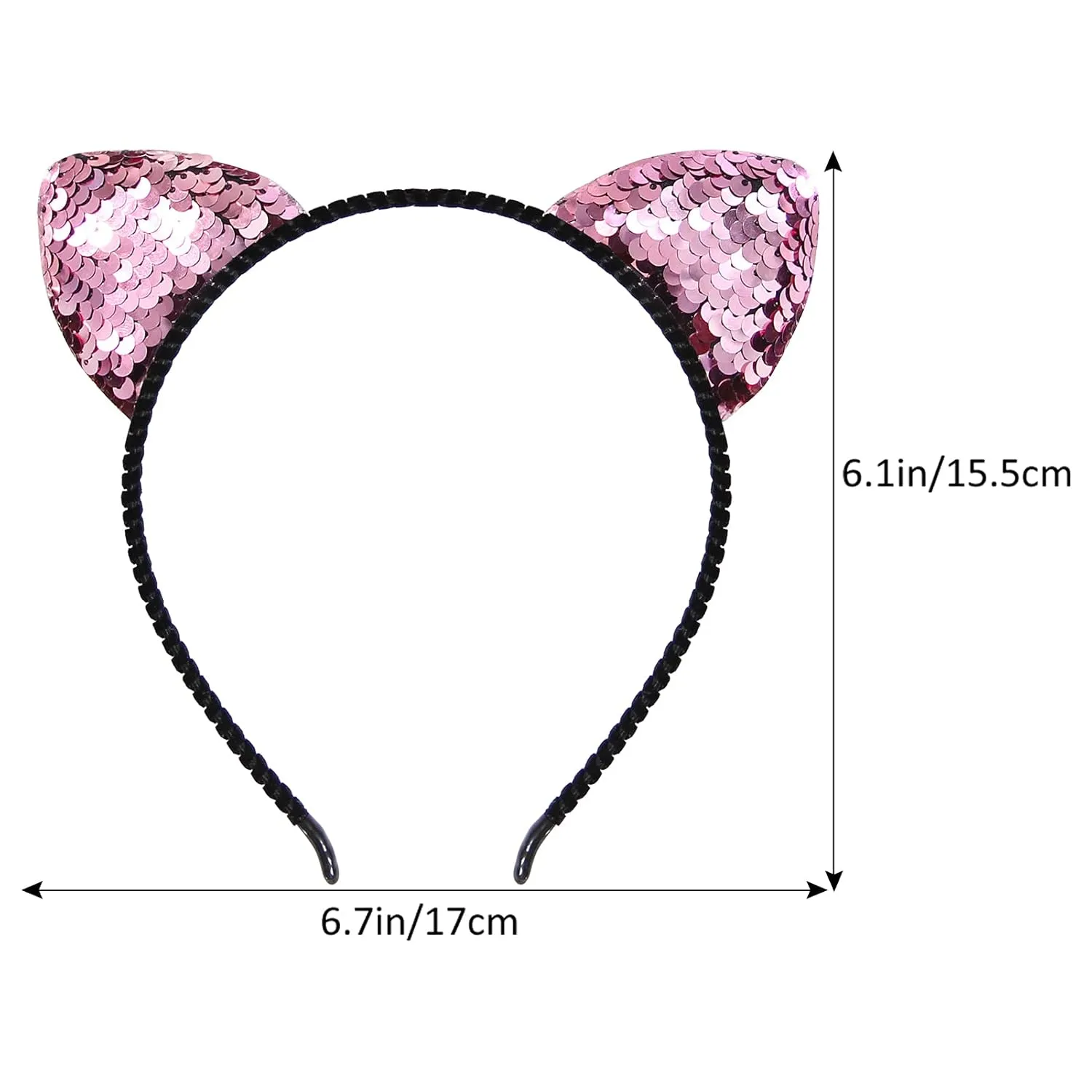 Beinou Reversible Sequin Cat Ears Headband Shiny Cat Ear Hair Hoops Cute Bling Hairband Hair Accessories for Women Girl