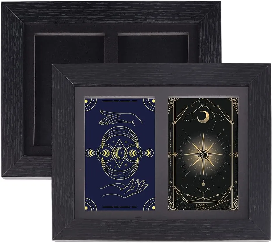 BENECREAT 2Pcs PSA Graded Card Display Frame, Black Trading Card Display Frame, Wall Mounted Comic Card Display Box for Baseball Football Basketball Card, 8.15x9.72 Inch, 2 Crads