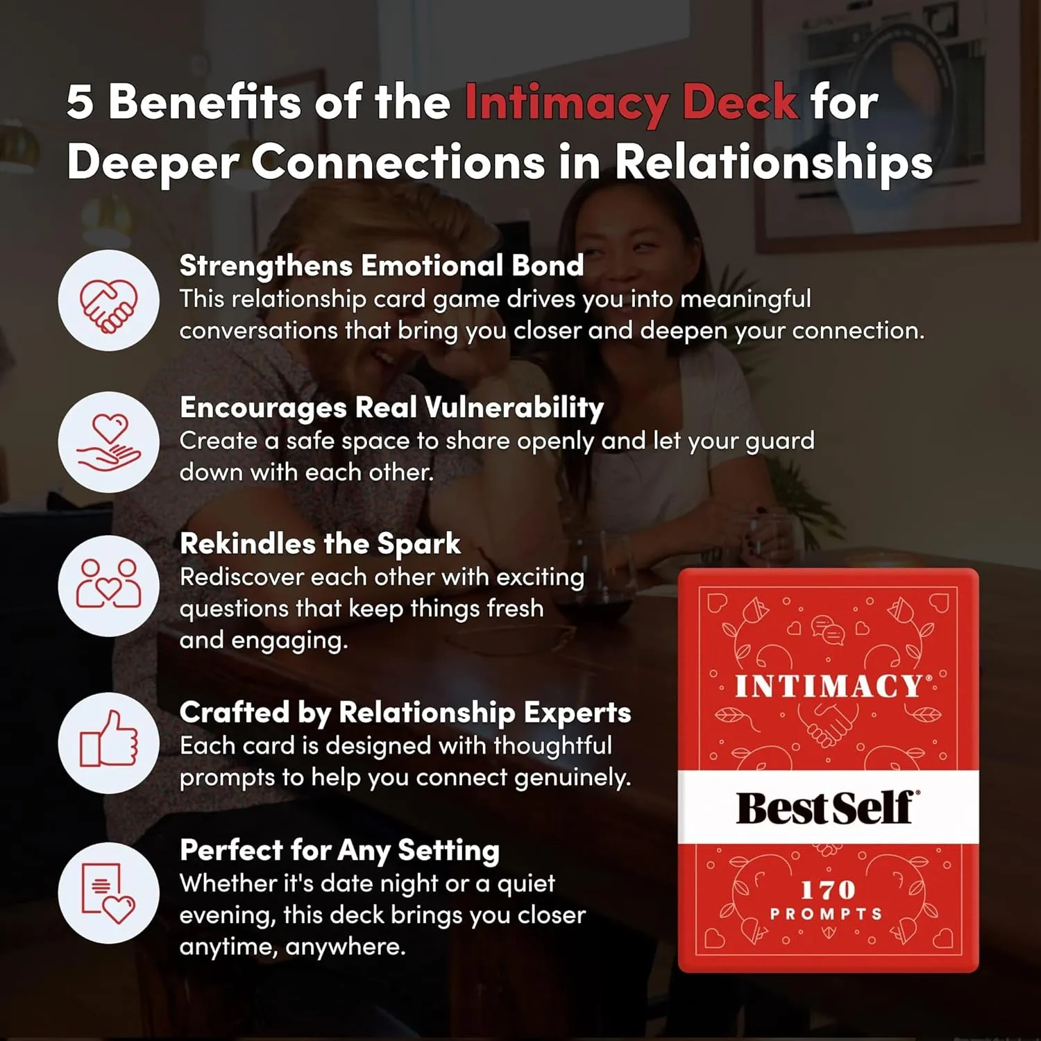 BestSelf Intimacy Deck with 150 Relationship Building Conversation Starters, Meaningful Couples Game, Perfect Couples Card Games