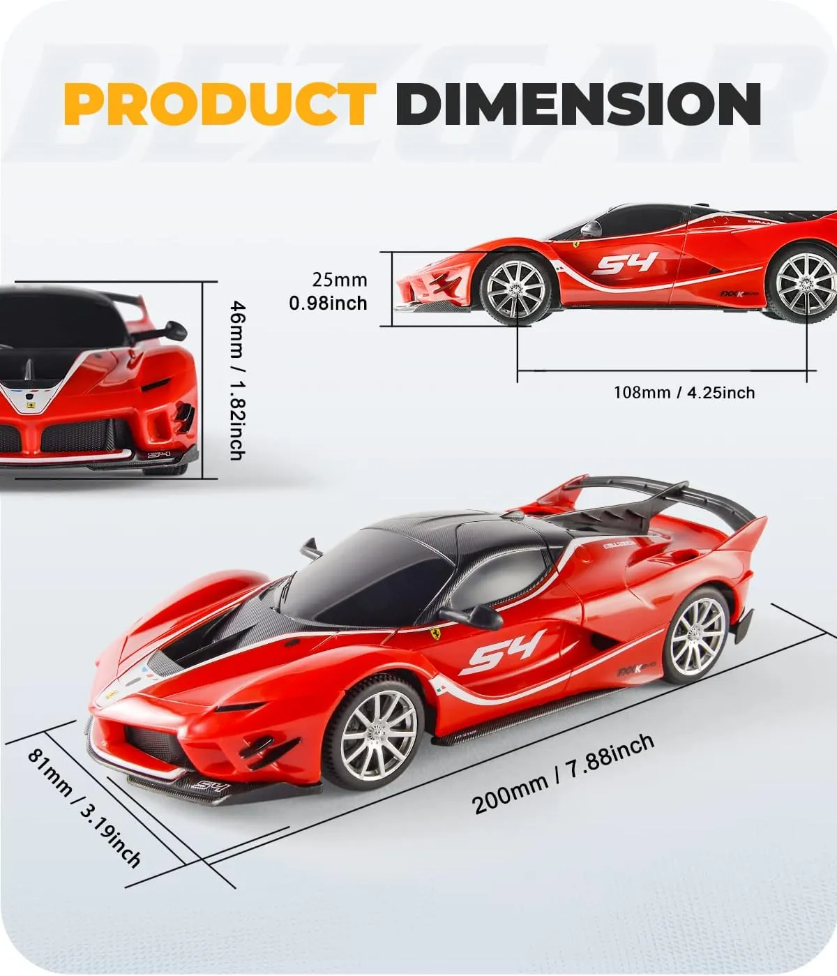 BEZGAR Remote Control Ferrari Car - 1:24 Scale Ferrari Electric Sport Racing Toy Car Model Vehicle, 2.4Ghz Licensed Red RC Car Series for Adult, Girls, Boys Age 8 9 10 11 12 Years Holiday Ideas Gift