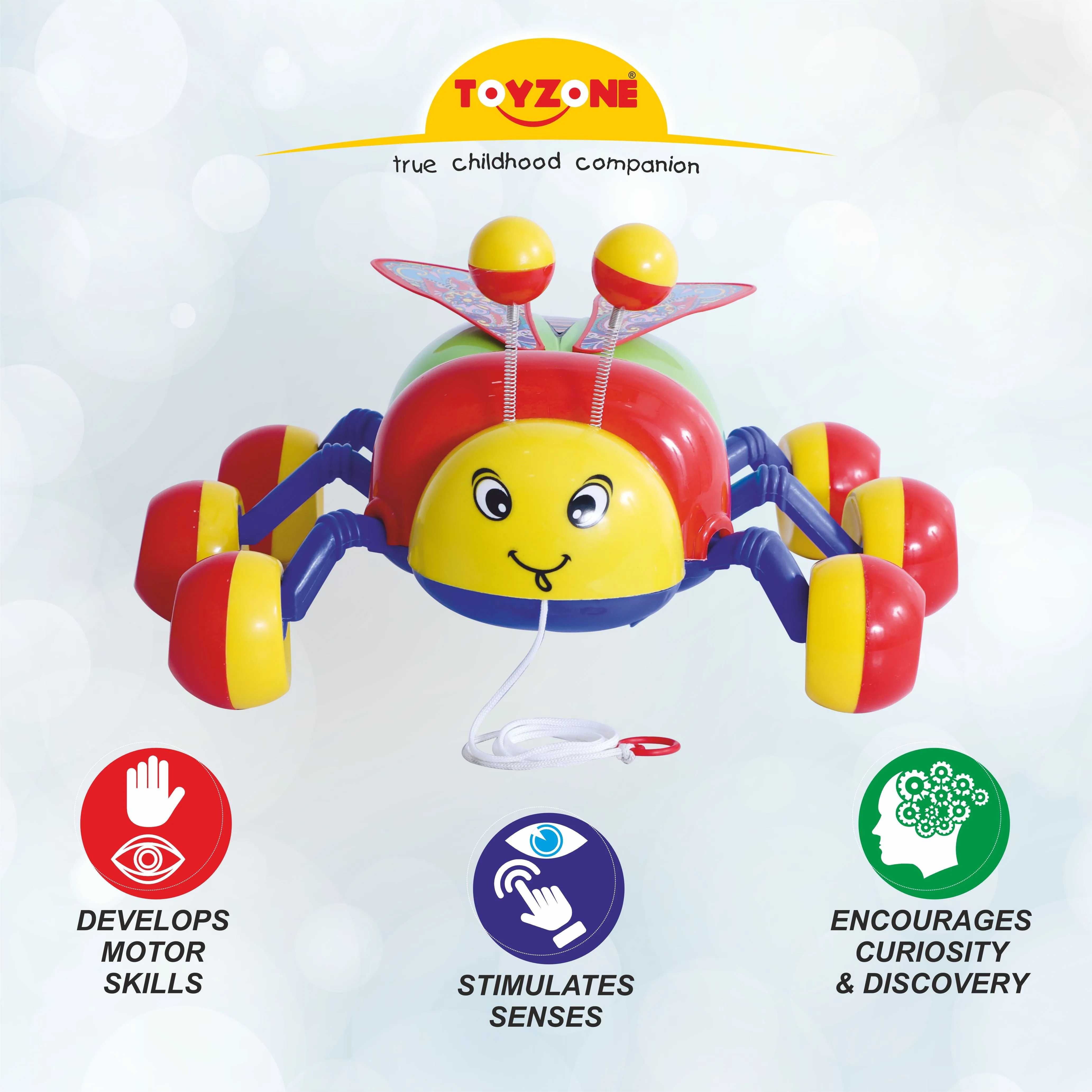Big Bee Pull Along | Interactive pull toy | Toy for walking babies Toddler | Movement toy | Early learning  Pull toy | Toddler activity toy | For age 12  Months