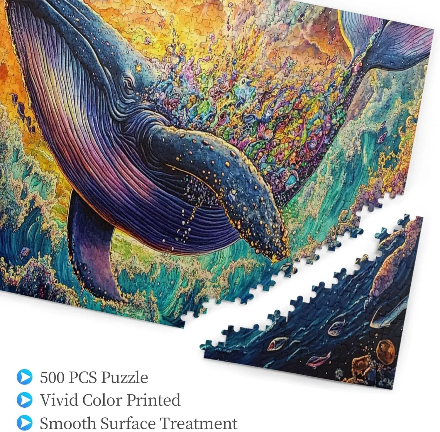 Big Fish with Colorful Barnacles，500 Pcs Wooden Jigsaw Puzzles for Adults, Let Your Imagination Run Wild，Challenge to Yourself，Party Events to Bring People Closer Together