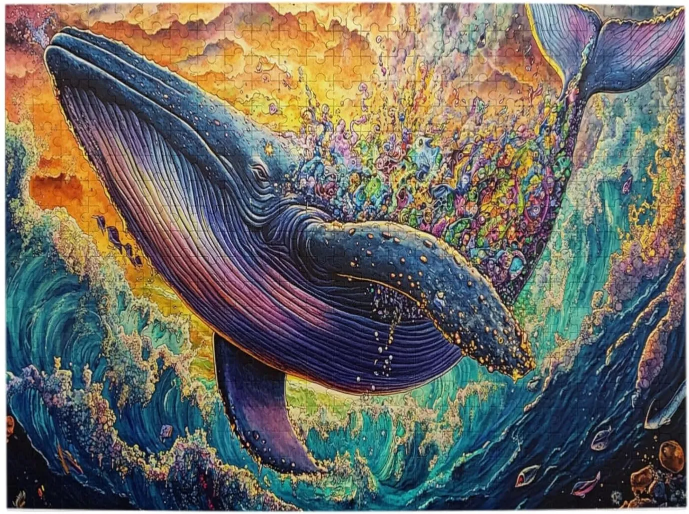 Big Fish with Colorful Barnacles，500 Pcs Wooden Jigsaw Puzzles for Adults, Let Your Imagination Run Wild，Challenge to Yourself，Party Events to Bring People Closer Together