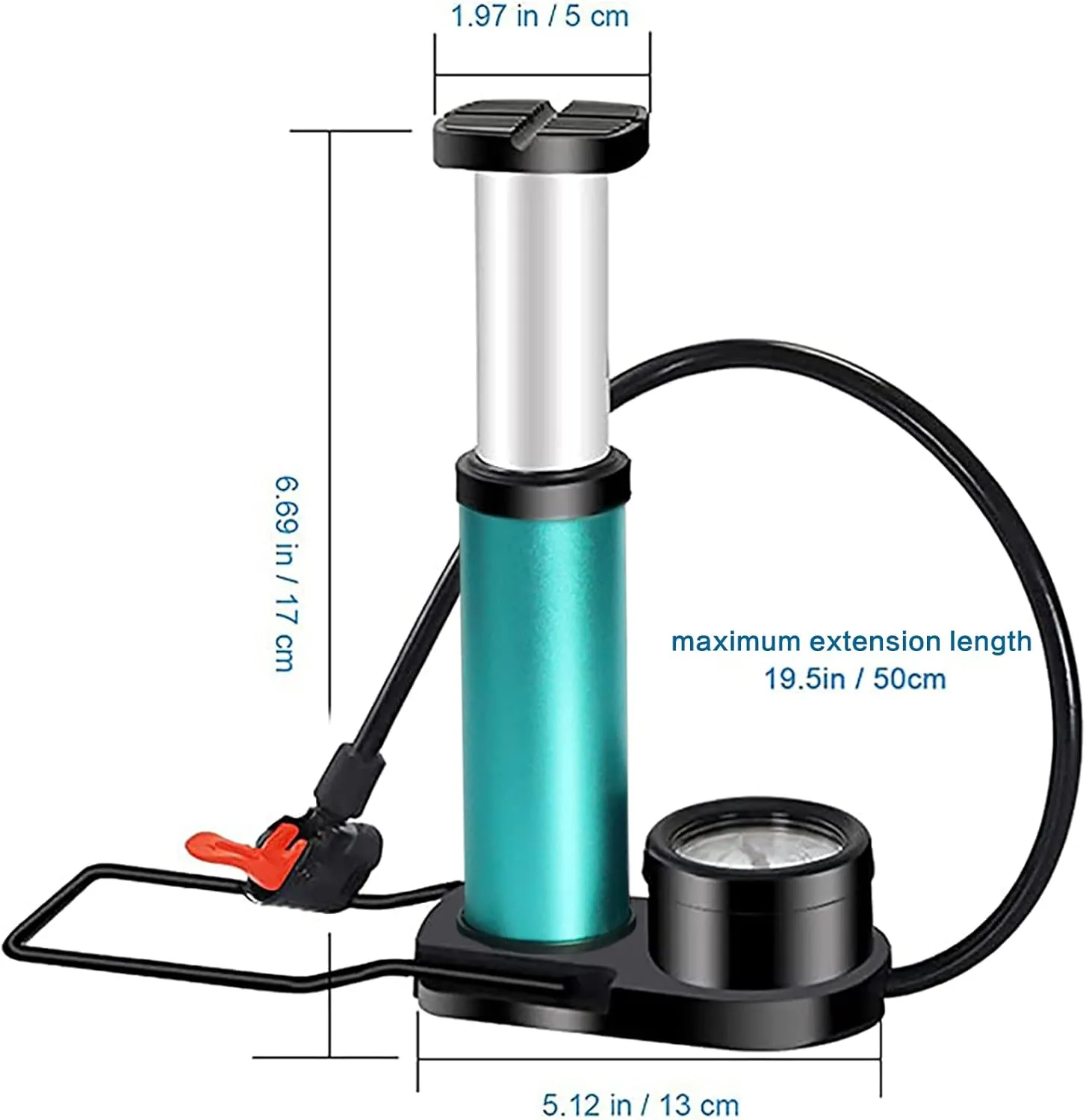 Bike Pump Ball Pumps with Pressure Gauge Mini Bicycle Foot Pump with Needles, Portable Bike Tire Pump, Universal Presta & Schrader Valves, GOTINSN Air Pump Balloon Inflatable Toy Inflator Adapter