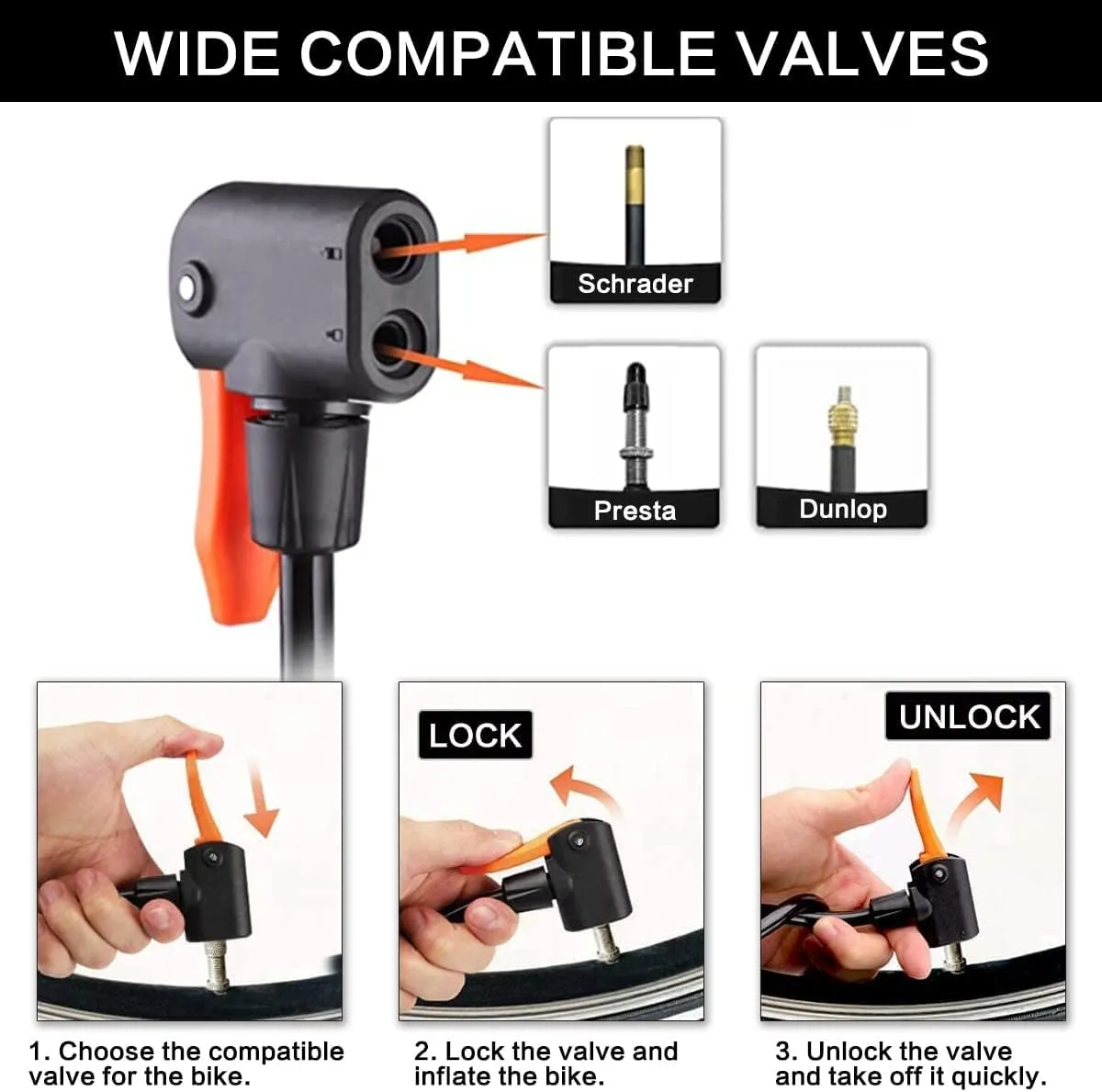 Bike Pump Ball Pumps with Pressure Gauge Mini Bicycle Foot Pump with Needles, Portable Bike Tire Pump, Universal Presta & Schrader Valves, GOTINSN Air Pump Balloon Inflatable Toy Inflator Adapter