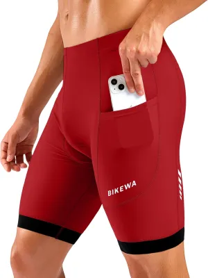 Bikewa Men's Cycling Shorts 7" 4D Padded Bike Shorts for Men Road Biking Bicycle Riding Cycle Biker Phone Pockets