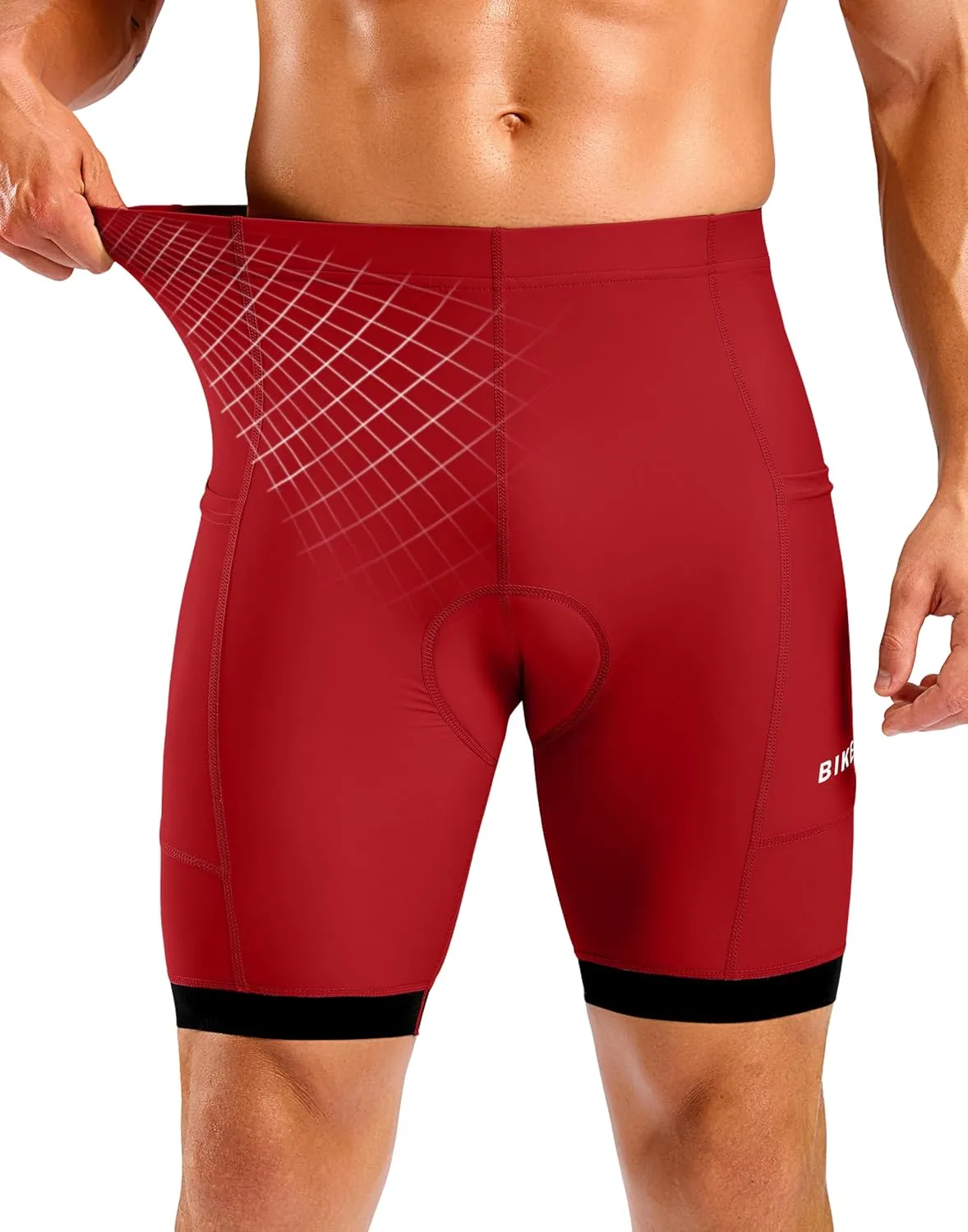 Bikewa Men's Cycling Shorts 7" 4D Padded Bike Shorts for Men Road Biking Bicycle Riding Cycle Biker Phone Pockets