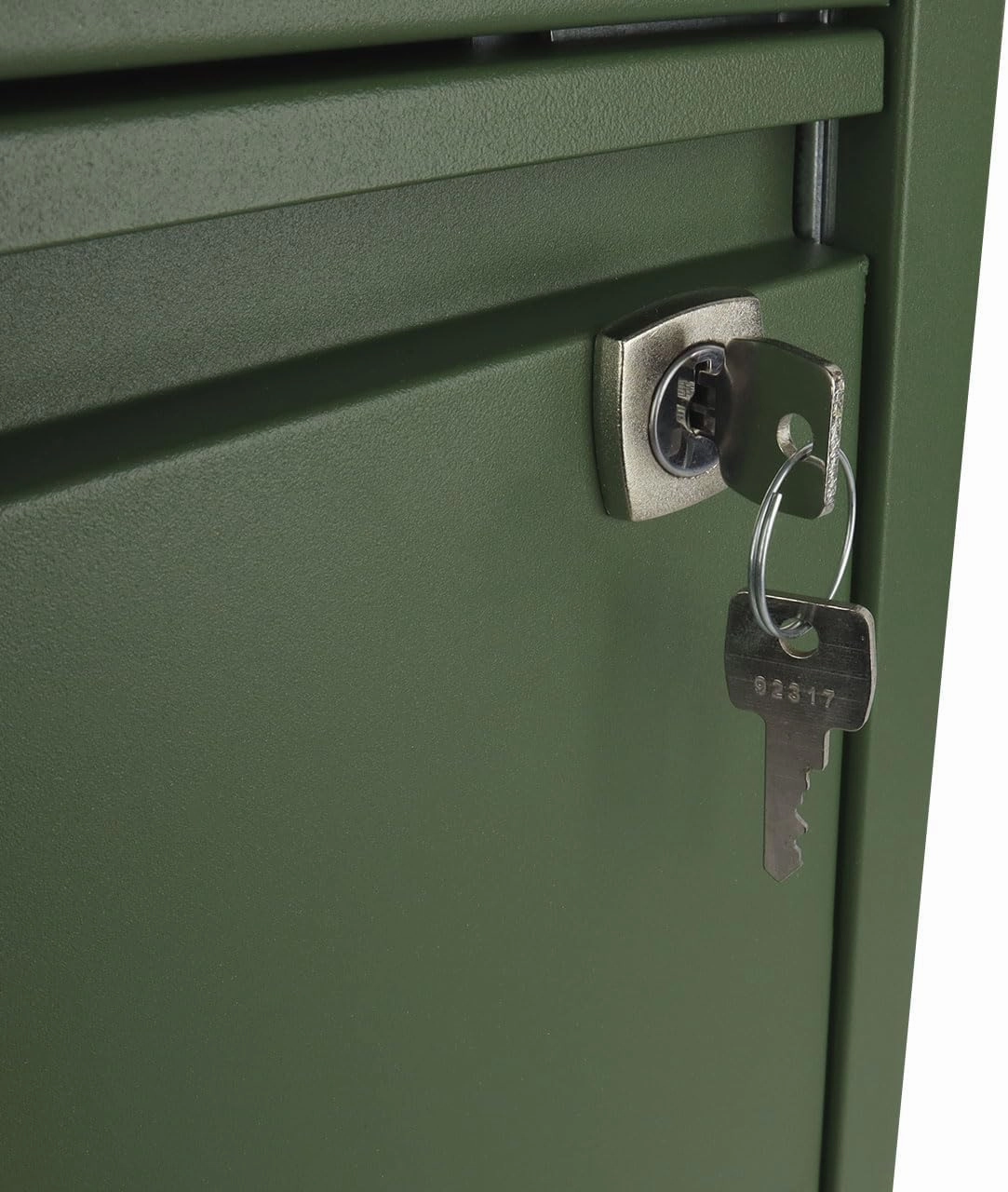 Bisley 3-Drawer Flush Front Vertical File Cabinet - Olive Green, 2 Utility Drawers   1 Hanging File Drawer, Powder-Coated Steel, Locking Bottom Drawer