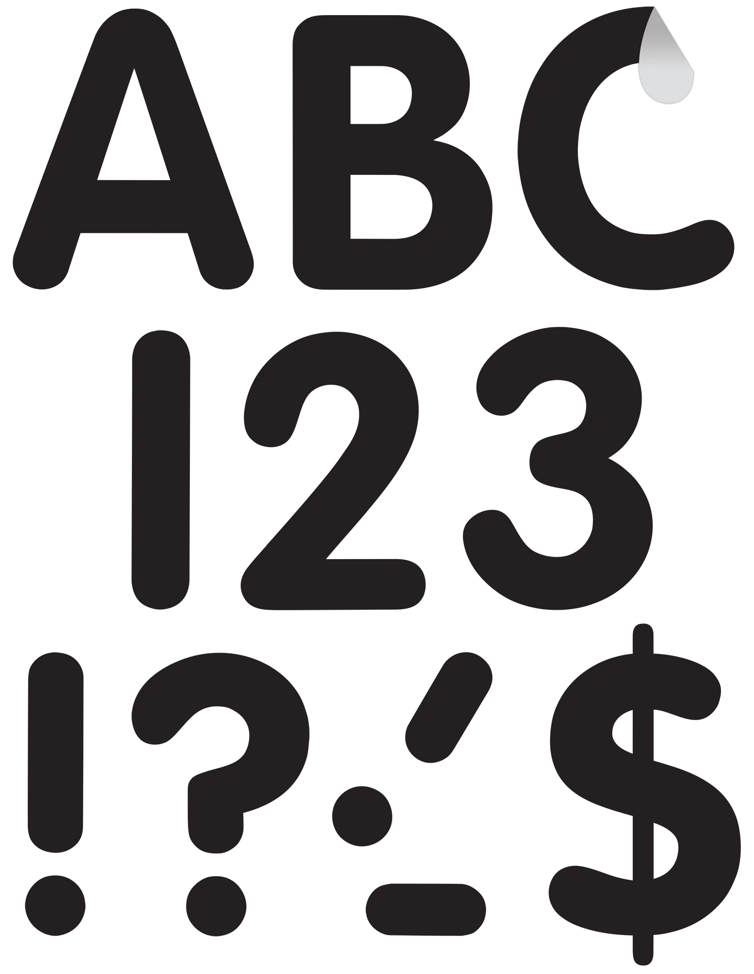 Black 4" Classic Self-Adhesive Letters Uppercase