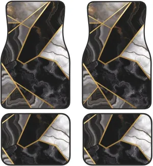 Black Marble Texture Gold Universal Car Floor Mats, Car Foot Mat Set of 4 Pieces, Automotive Front Rear Floor Foot Mats, Anti-Slip Neoprene Car Floor Rugs,for Suvs, Sedans, Van, Trucks