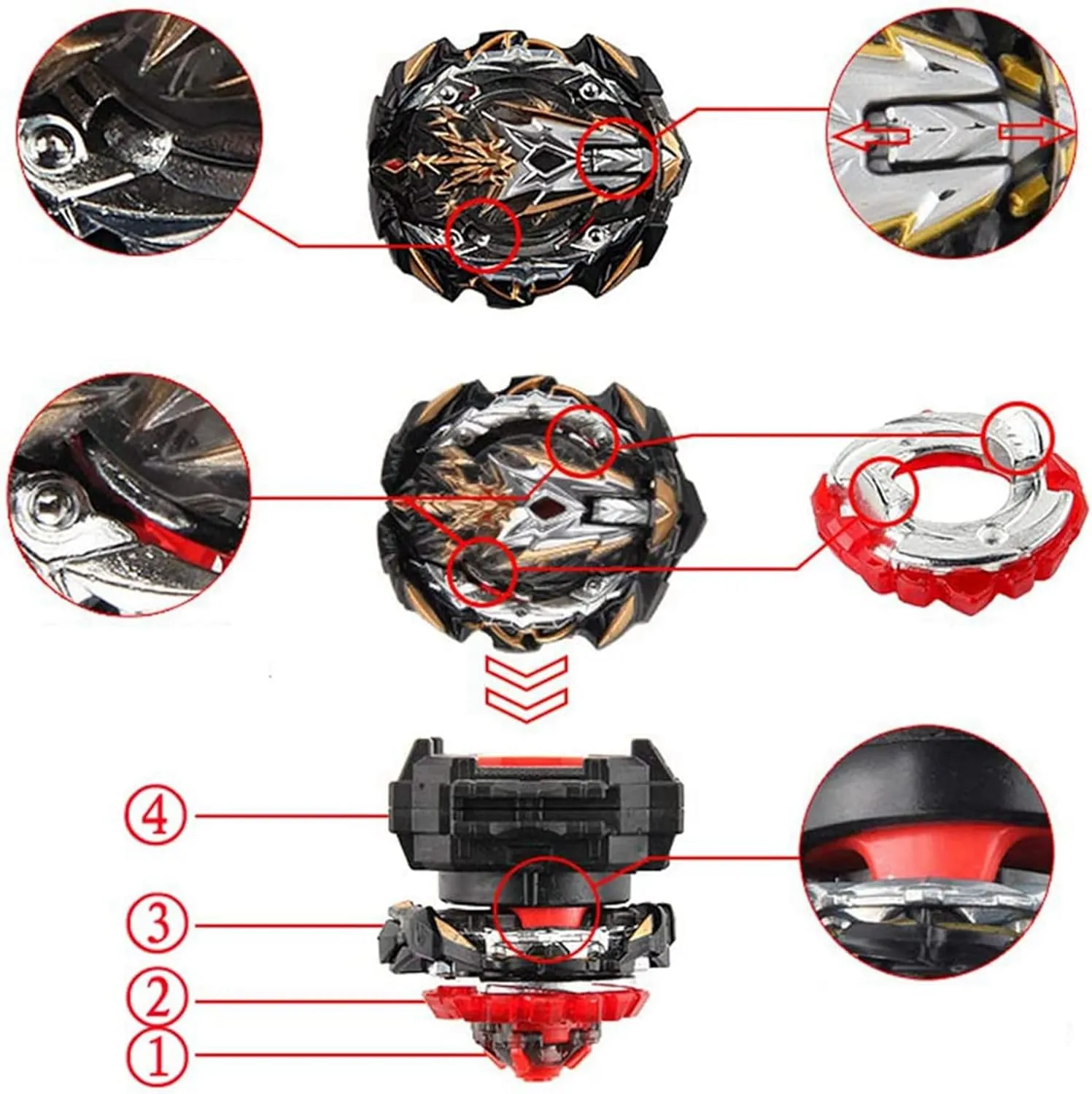 Blade Toy Set Battling Game Toys Sparking Launcher Grip Bey Battling Top Burst B-153 GT Remodeling Customize Set Booster Left and Right Launcher Play Blades Game Toy Set Gift for Boys Kids