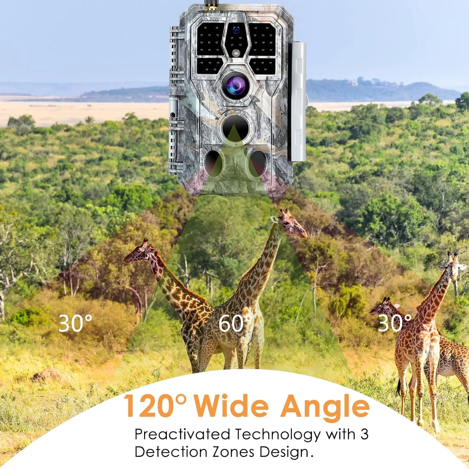 BLAZEVIDEO WiFi Game & Trail Camera 32MP 1296P, Night Vision 0.1s Trigger Time Waterproof IP66 Motion Activated, App Controll Send Picture to Cell Phone for Hunting Wildlife, Home Surveillance