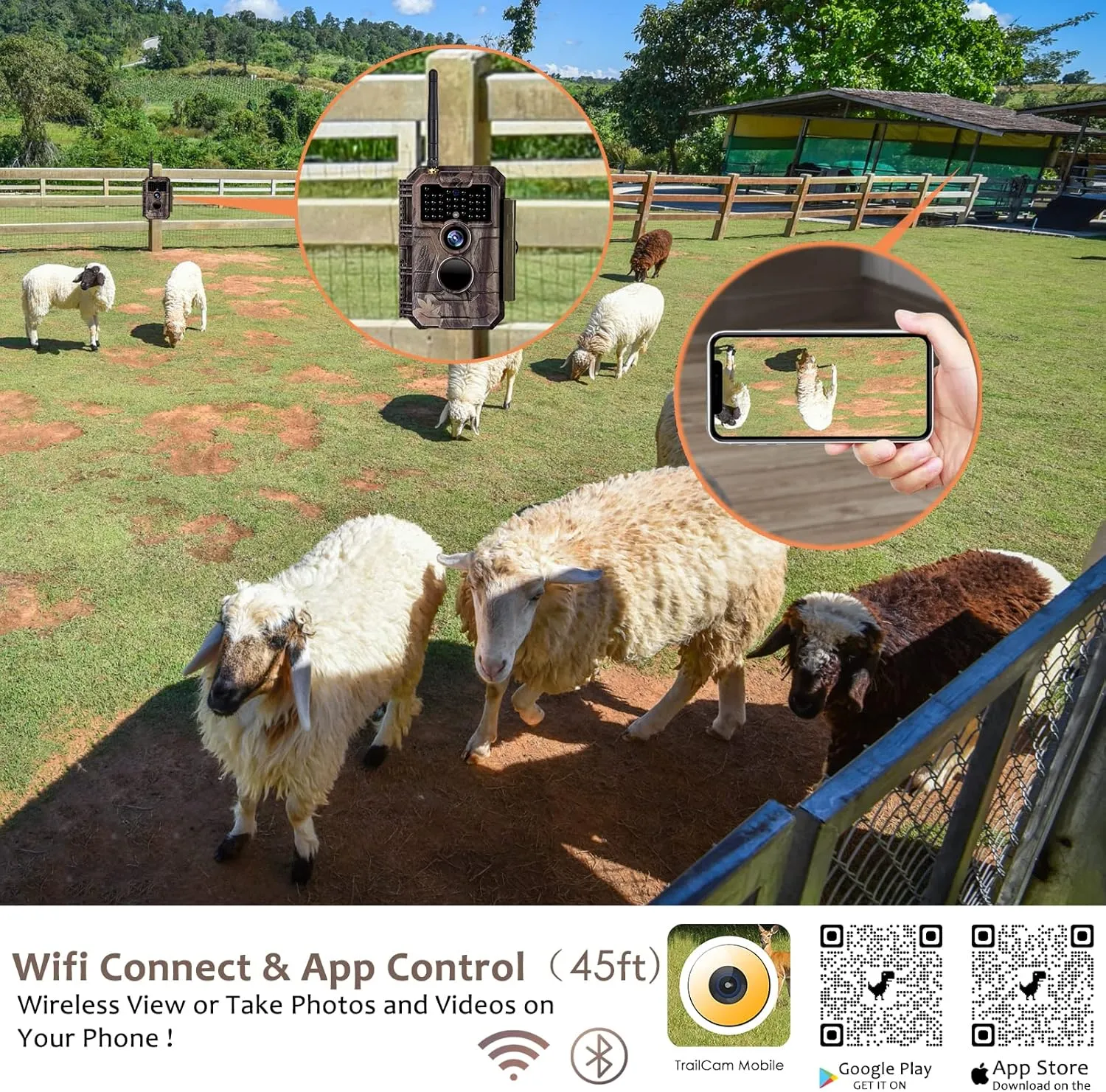 BLAZEVIDEO WiFi Trail Camera 1296P 24MP Game Camera with 75ft No Glow Night Vision Motion Activated IP66 Waterproof Fast Trigger for Wildlife Hunting & Surveillance