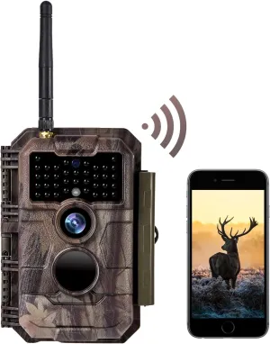 BLAZEVIDEO WiFi Trail Camera 1296P 24MP Game Camera with 75ft No Glow Night Vision Motion Activated IP66 Waterproof Fast Trigger for Wildlife Hunting & Surveillance