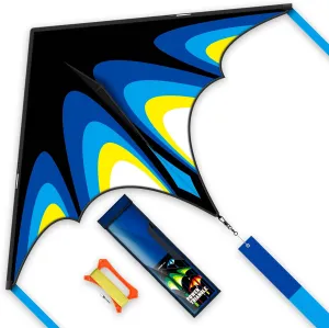 Blue Large Delta Kites for Kids Ages 8-12，Easy to Fly Kite for Adult and Kids,Outdoor Sports Kites，Beach Kite Family Outdoor Toy (Spacecraft Lightweight-Blue)