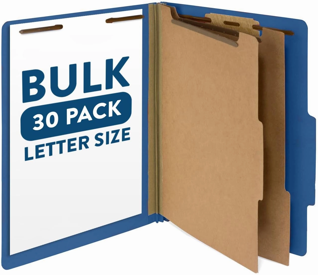 Blue Summit Supplies 30 Letter Size Dark Blue Classification Folders, 2 Dividers, 2 Inch Tyvek Expansions, Durable 2 Prongs, Letter Size, Dark Blue Color, 30 Pack