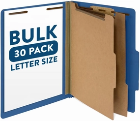 Blue Summit Supplies 30 Letter Size Dark Blue Classification Folders, 2 Dividers, 2 Inch Tyvek Expansions, Durable 2 Prongs, Letter Size, Dark Blue Color, 30 Pack