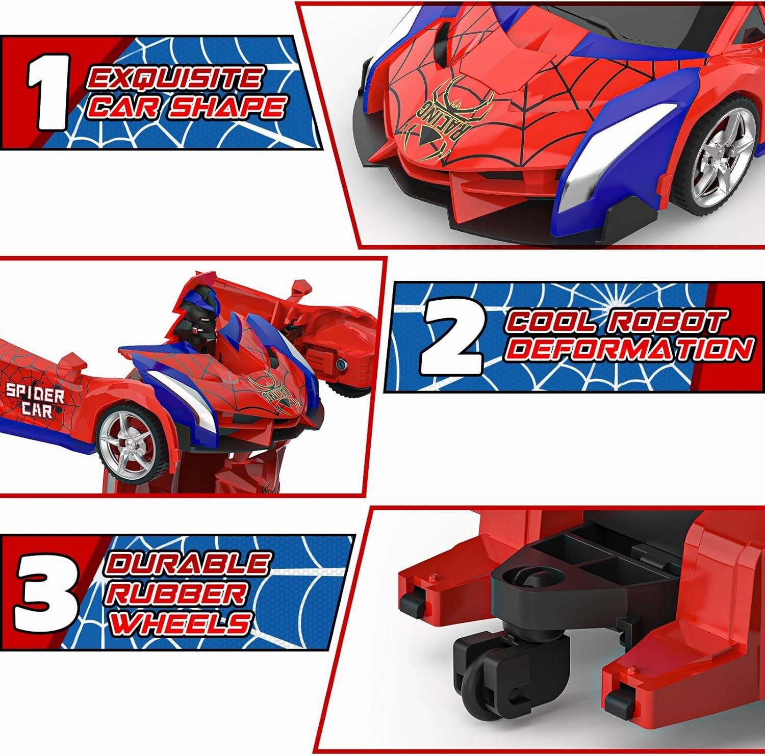 BLUEJAY Transform Rc Cars for Boys 4-7 8-12, 2.4Ghz Remote Control Car 1:18 Scale Transforming Robot, One-Button Deformation 360° Rotation Car Toy Gifts for Boys 3-5