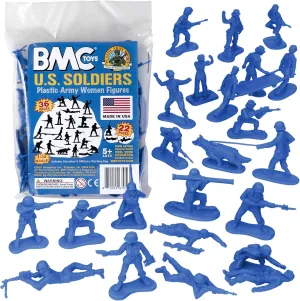 BMC Plastic Army Women - 36pc Blue Female Soldier Figures - Made in USA