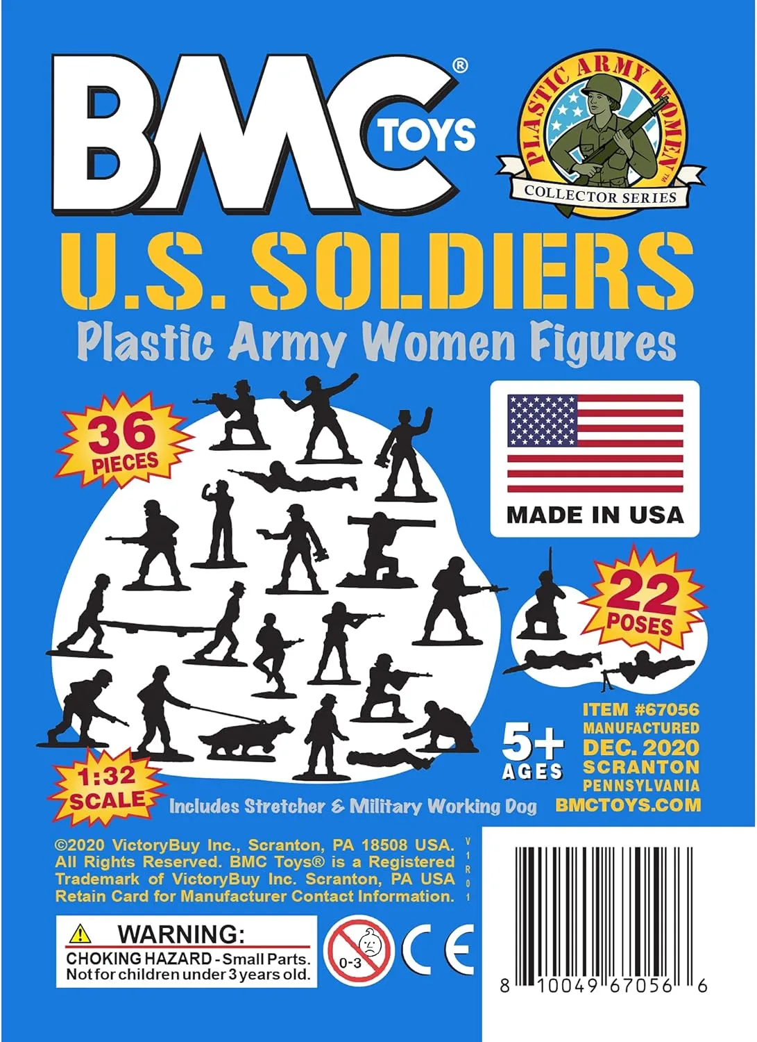 BMC Plastic Army Women - 36pc Blue Female Soldier Figures - Made in USA