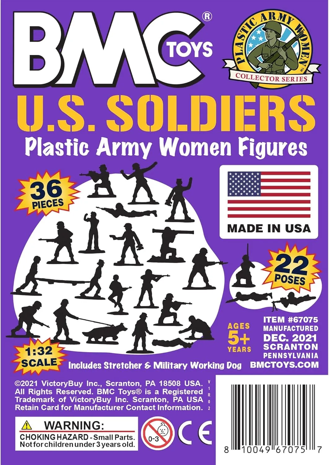 BMC Plastic Army Women - 36pc Purple Female Soldier Figures - Made in USA