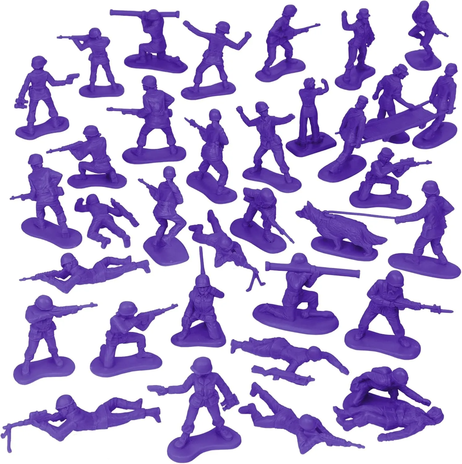 BMC Plastic Army Women - 36pc Purple Female Soldier Figures - Made in USA