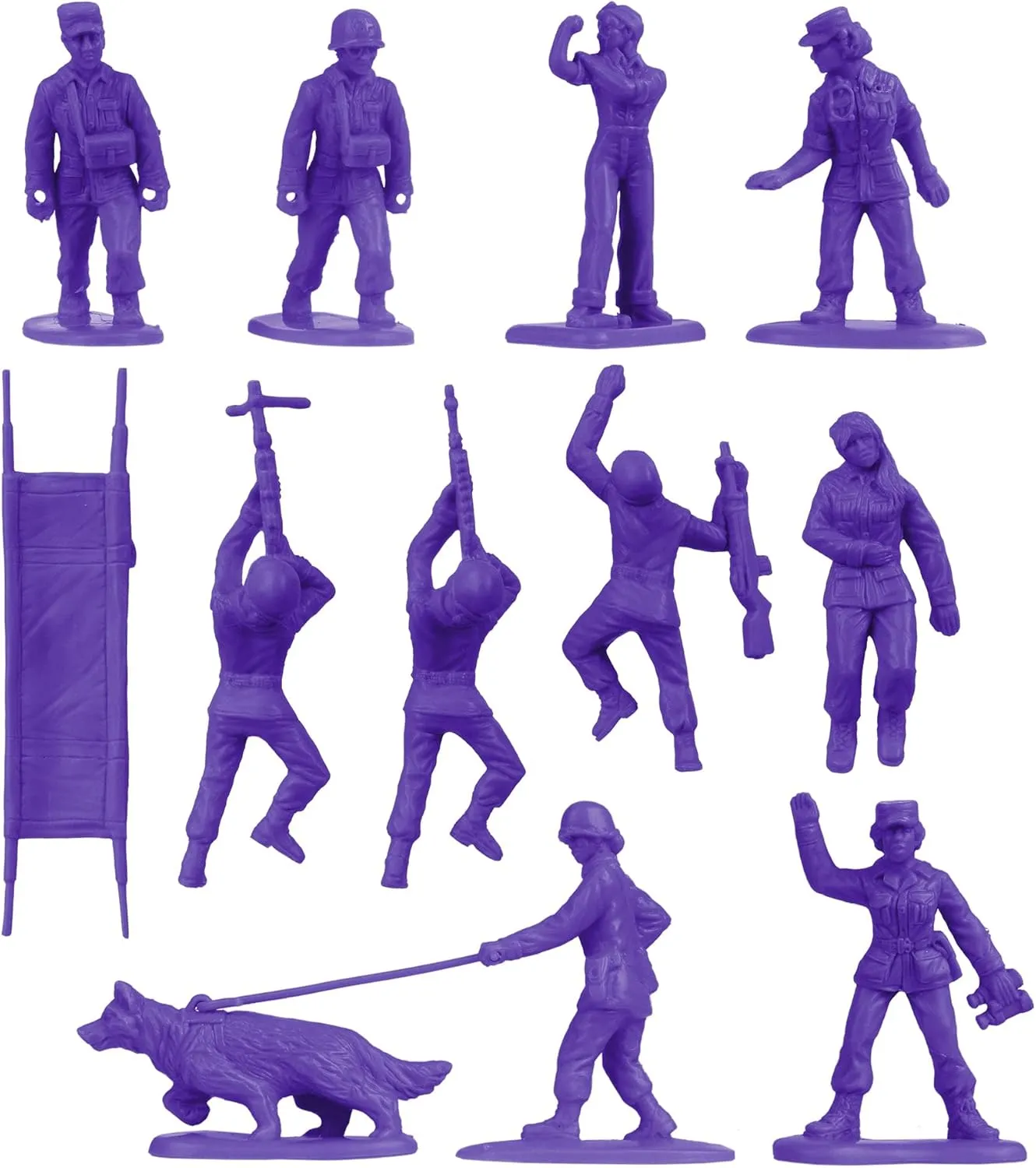 BMC Plastic Army Women - 36pc Purple Female Soldier Figures - Made in USA