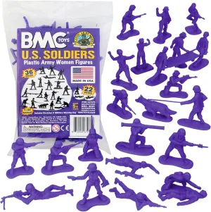BMC Plastic Army Women - 36pc Purple Female Soldier Figures - Made in USA