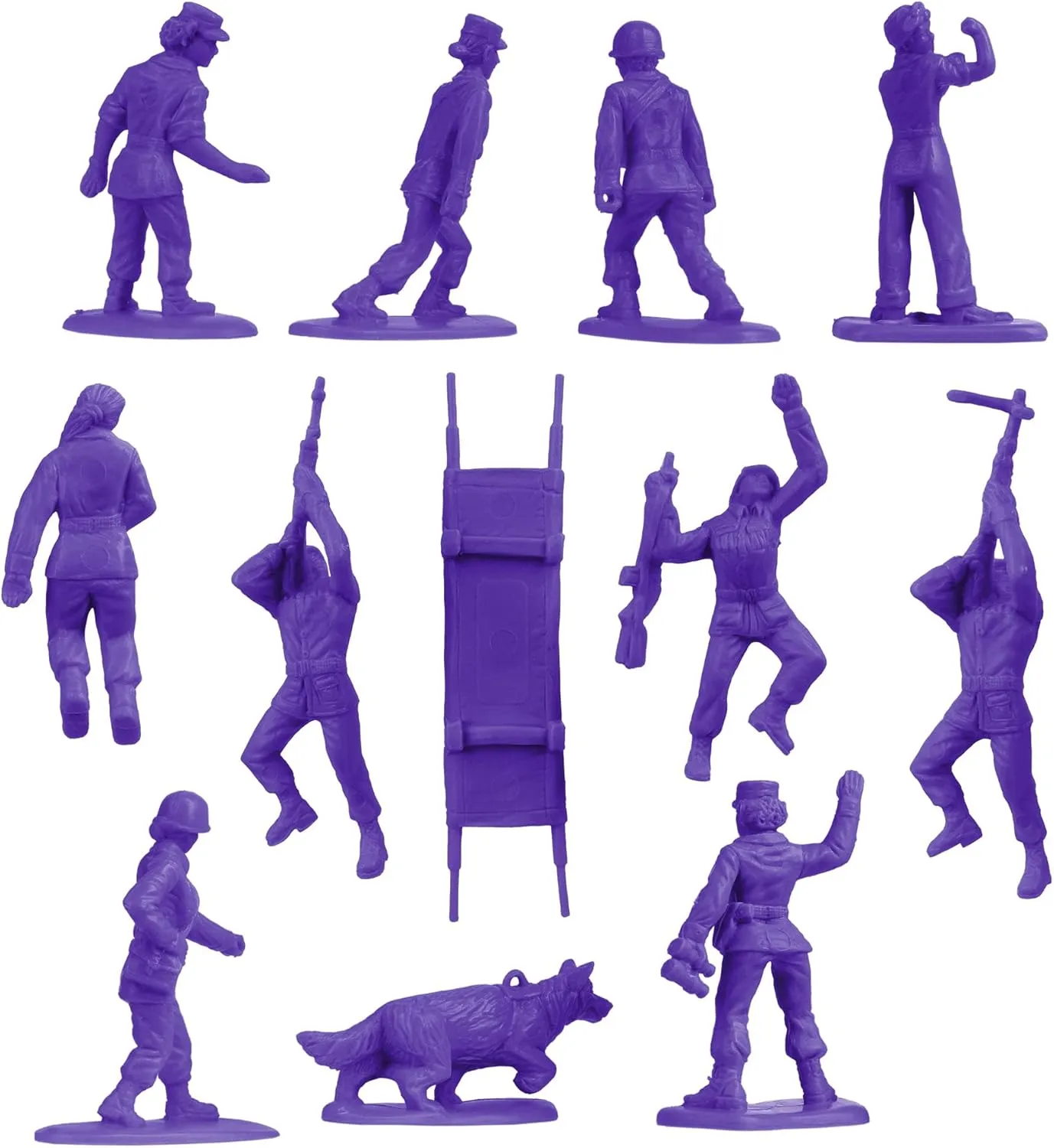 BMC Plastic Army Women - 36pc Purple Female Soldier Figures - Made in USA