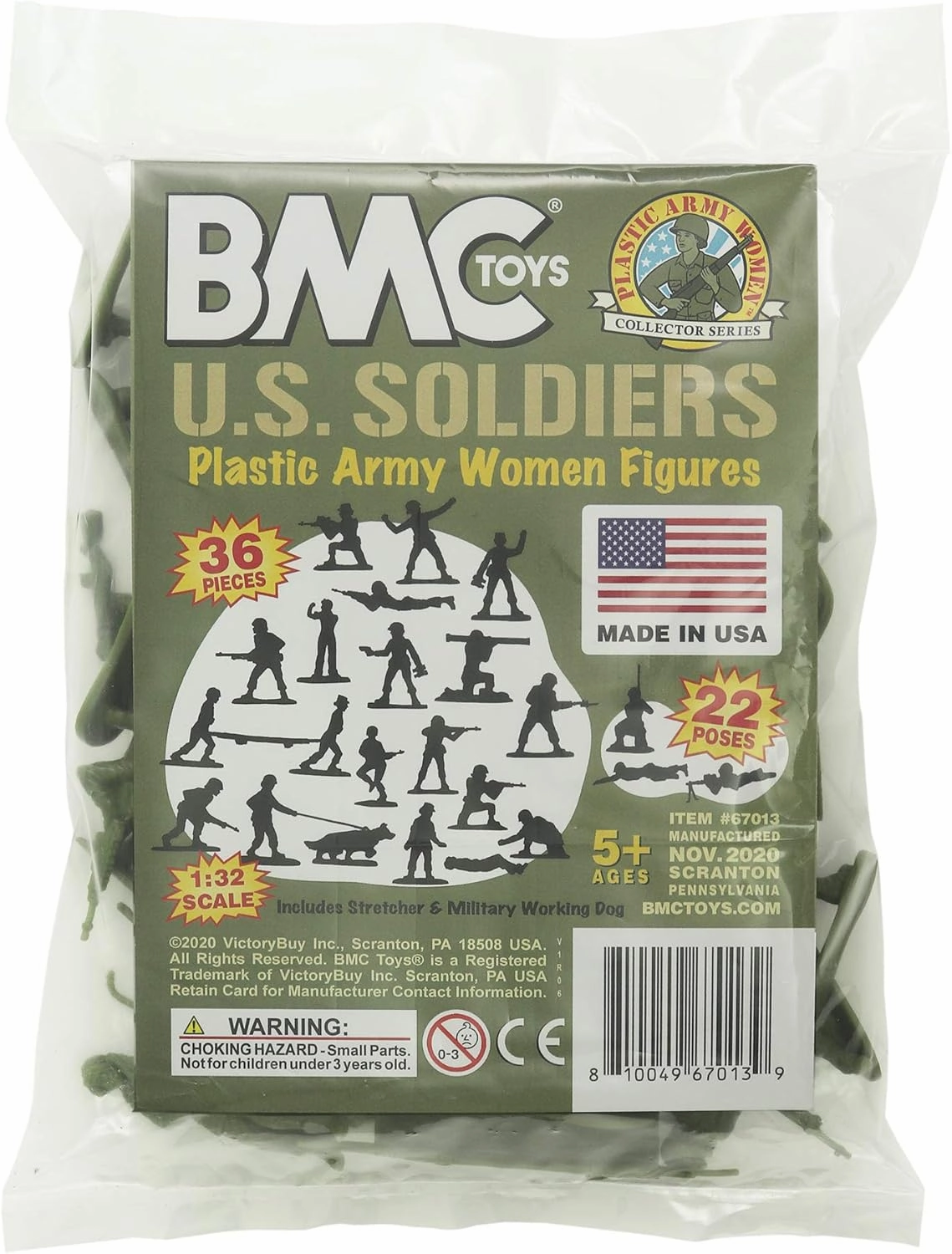 BMC Plastic Army Women - 36pc OD Green Female Soldier Figures - Made in USA