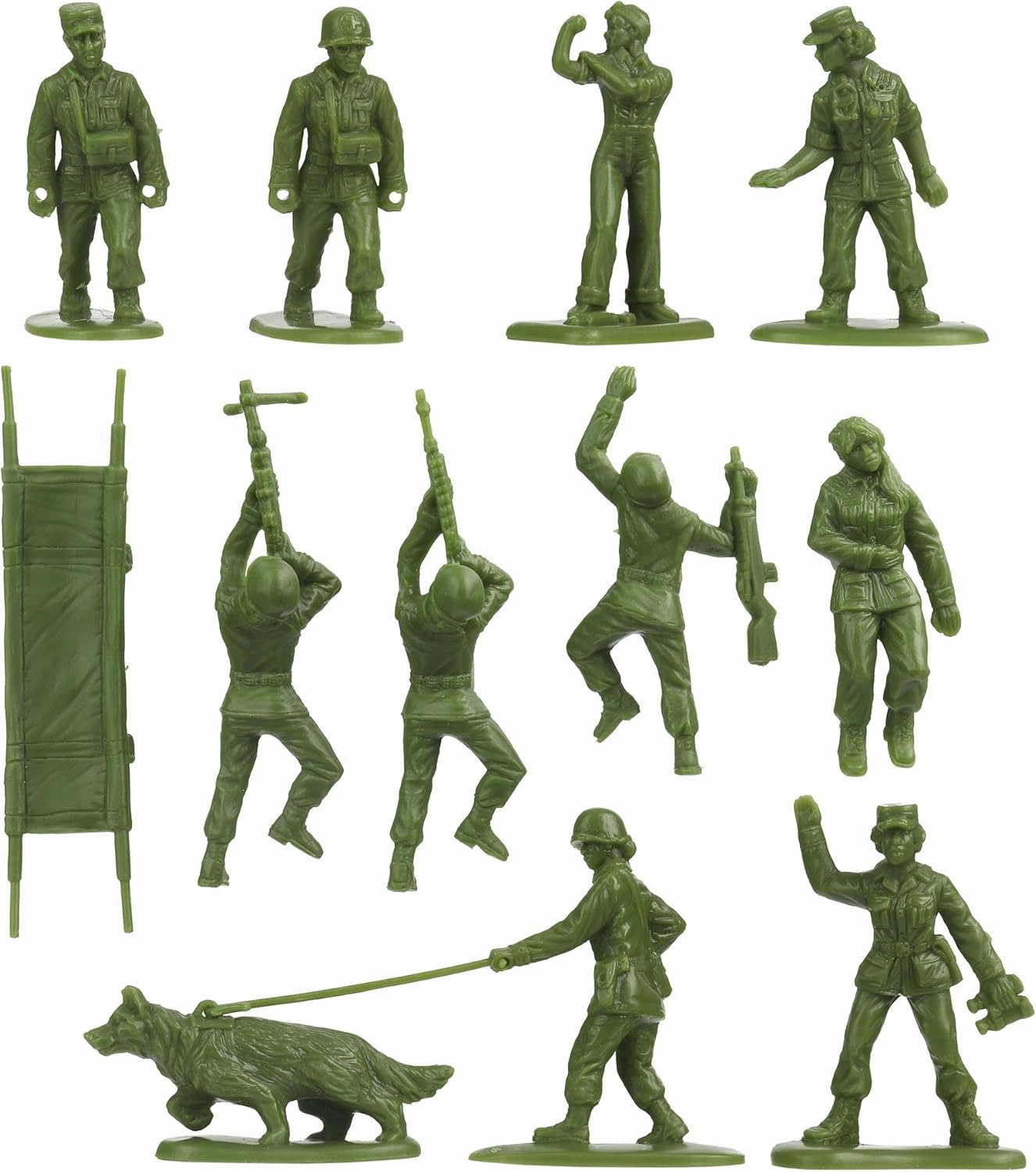 BMC Plastic Army Women - 36pc OD Green Female Soldier Figures - Made in USA