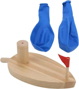 Bnineteenteam Baby Bathing Toy, Balloon Powered Wooden Boat Cartoon Children Water Playing Bathing Toys