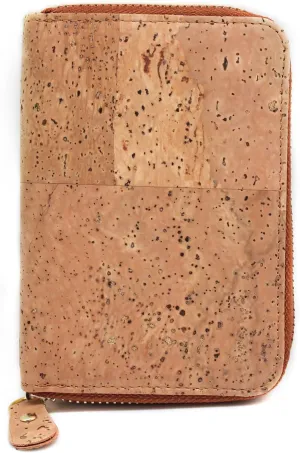 boshiho Fashion Cork Wallet Zipper Around Design Bifold Purse Wallet with Coin Pocket Holder Eco Friendly Vegan Gift (Color 2)