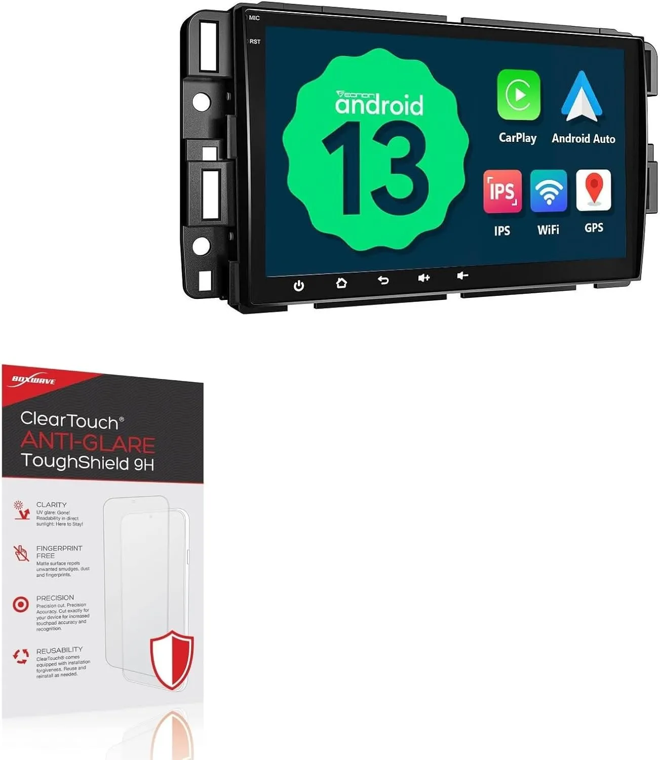 BoxWave Screen Protector Compatible with Eonon A13 Series - GMA13 Car Stereo (8 in) - ClearTouch Anti-Glare ToughShield 9H (2-Pack), Anti-Glare 9H Tough Flexible Film Screen Protector