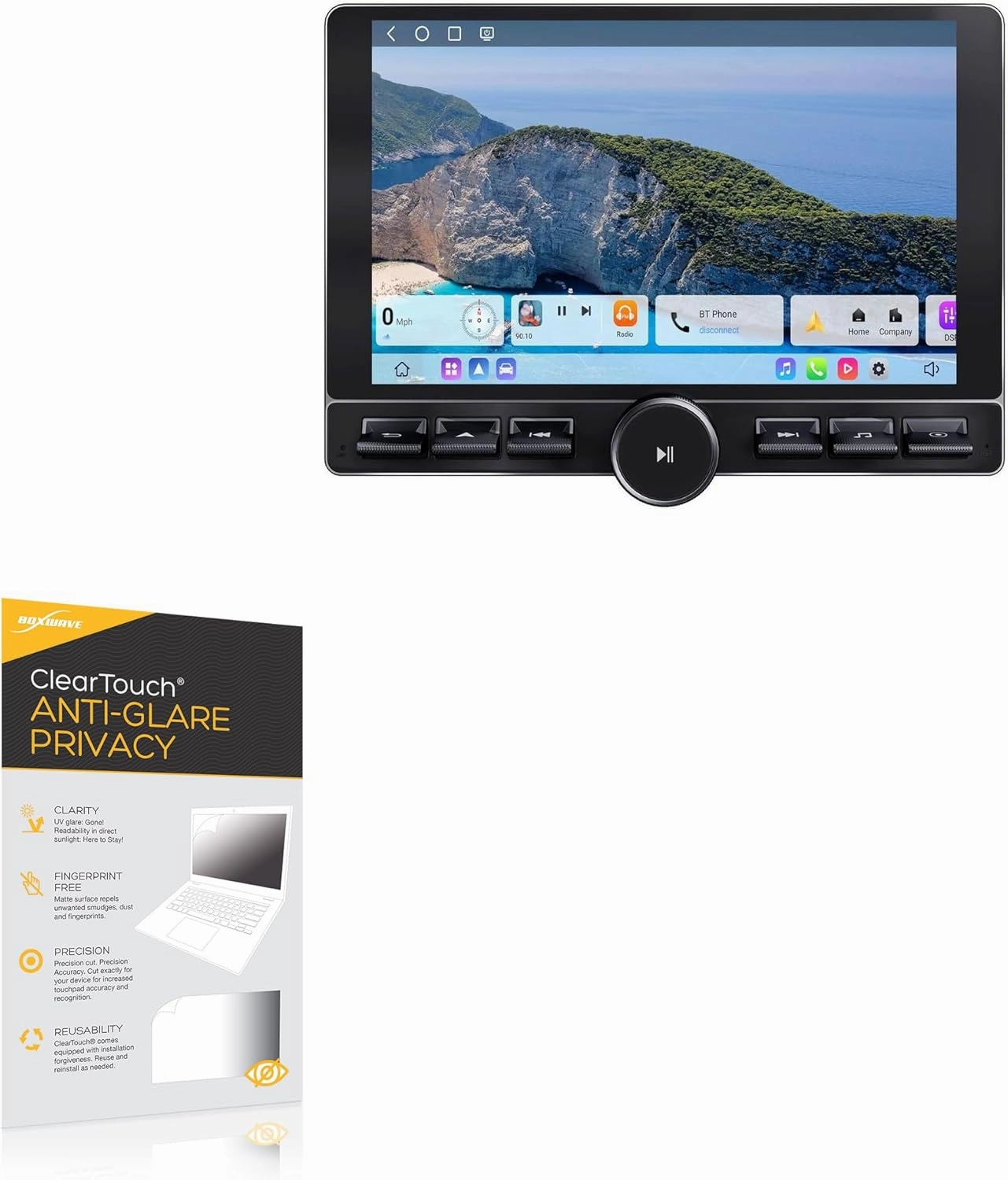 BoxWave Screen Protector Compatible With Eonon UX6K-PRO-MAX Android car stereo (10.1 in) - ClearTouch Anti-Glare Privacy (2-Pack), Privacy Screen Protector Flexible Film Anti-Glare