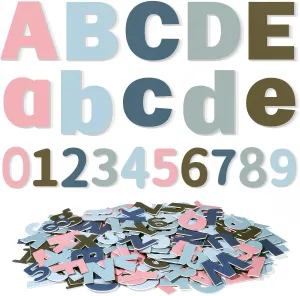 Breling 310 Pieces Felt Alphabet Letter and Number Sticker, 2" Felt Number Board Bulk Self Adhesive ABC Upper Lowercase Sticky Letter for Preschool Classroom Daycare Nursery Decoration(Dark Color)