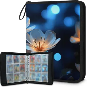 Bright Daisies 3 Ring Trading Zipper Binder Strap, Trading Card Binder 4 Pocket, 400 Pockets Card Holder with 50 Removable Sleeves for Game Cards