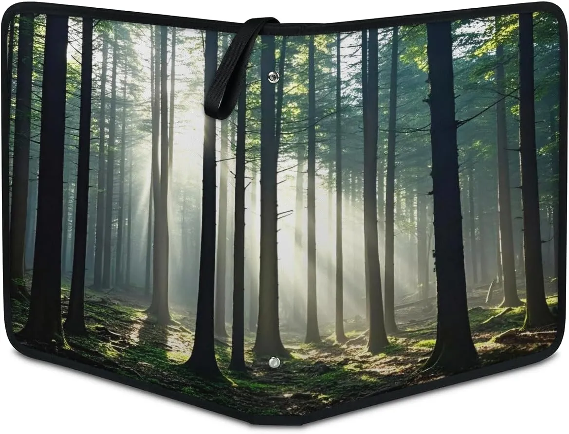 Bright Woodland 3 Ring Trading Zipper Binder Strap, Trading Card Binder 4 Pocket, 400 Pockets Card Holder with 50 Removable Sleeves for Game Cards