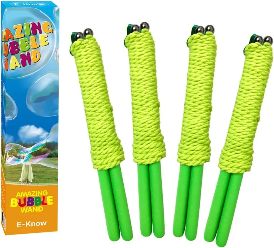 Bubble Wand, 4 Pack Giant Bubble Wand Outdoor Toy for Kids, Recyclable Stainless Steel, Telescopic Design Bubble Party Favors,Works Best with Bubbleventi Bubble Mix