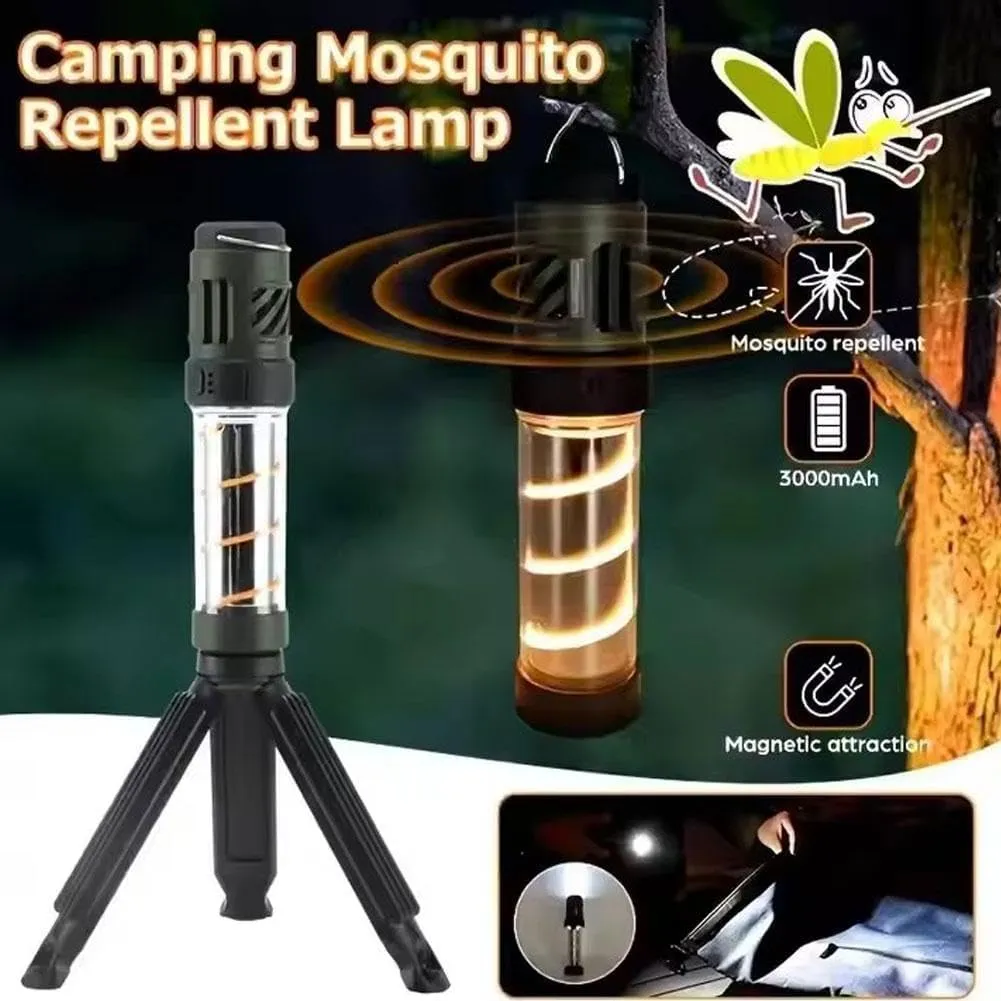 Buzz Defense Portable, 2025 New BuzzDefense Dual Mode Integrated Camping Lantern with 3000 mAh USB Charging, Waterproof, Adjustable Brightness LED Camping Light for Outdoor, Garden, Picnic (2*Black)(2
