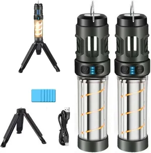 Buzz Defense Portable, 2025 New BuzzDefense Dual Mode Integrated Camping Lantern with 3000 mAh USB Charging, Waterproof, Adjustable Brightness LED Camping Light for Outdoor, Garden, Picnic (2*Black)(2