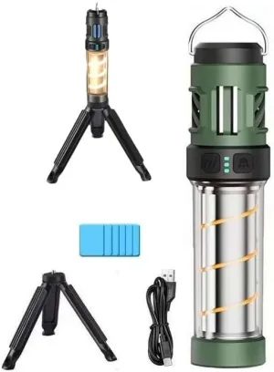 Buzz Defense PortableIntegrated Camping Light，Dual Mode Integrated Camping Lantern with 3000 mAh USB Charging, Waterproof Emergency Light with Tripod， LED Camping Light for Outdoor, Garden, Picnic(Arm