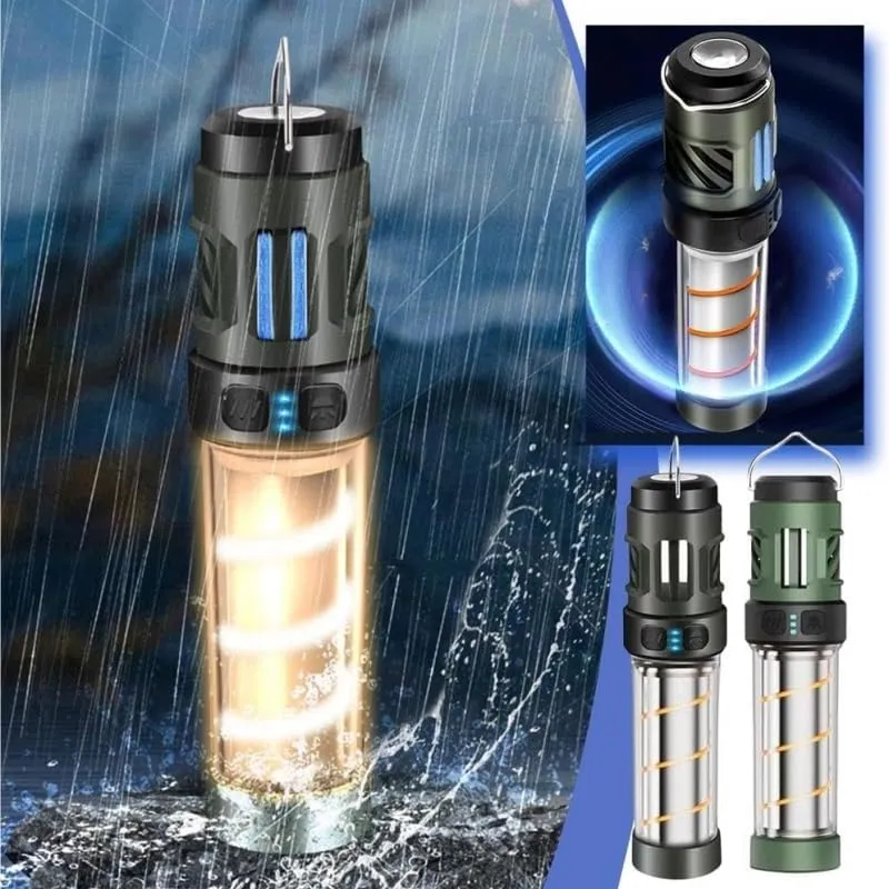 Buzz Defense PortableIntegrated Camping Light，Dual Mode Integrated Camping Lantern with 3000 mAh USB Charging, Waterproof Emergency Light with Tripod， LED Camping Light for Outdoor, Garden, Picnic(Arm