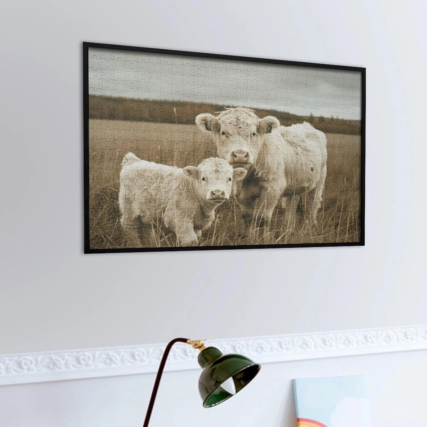 Calf on Grassland Puzzles 520 Pieces Personalized Jigsaw Puzzles Calf on Grassland Photo Puzzle Challenging Picture Puzzle for Adults Personaliz Jigsaw with Storage Bag (20.5" X 15")