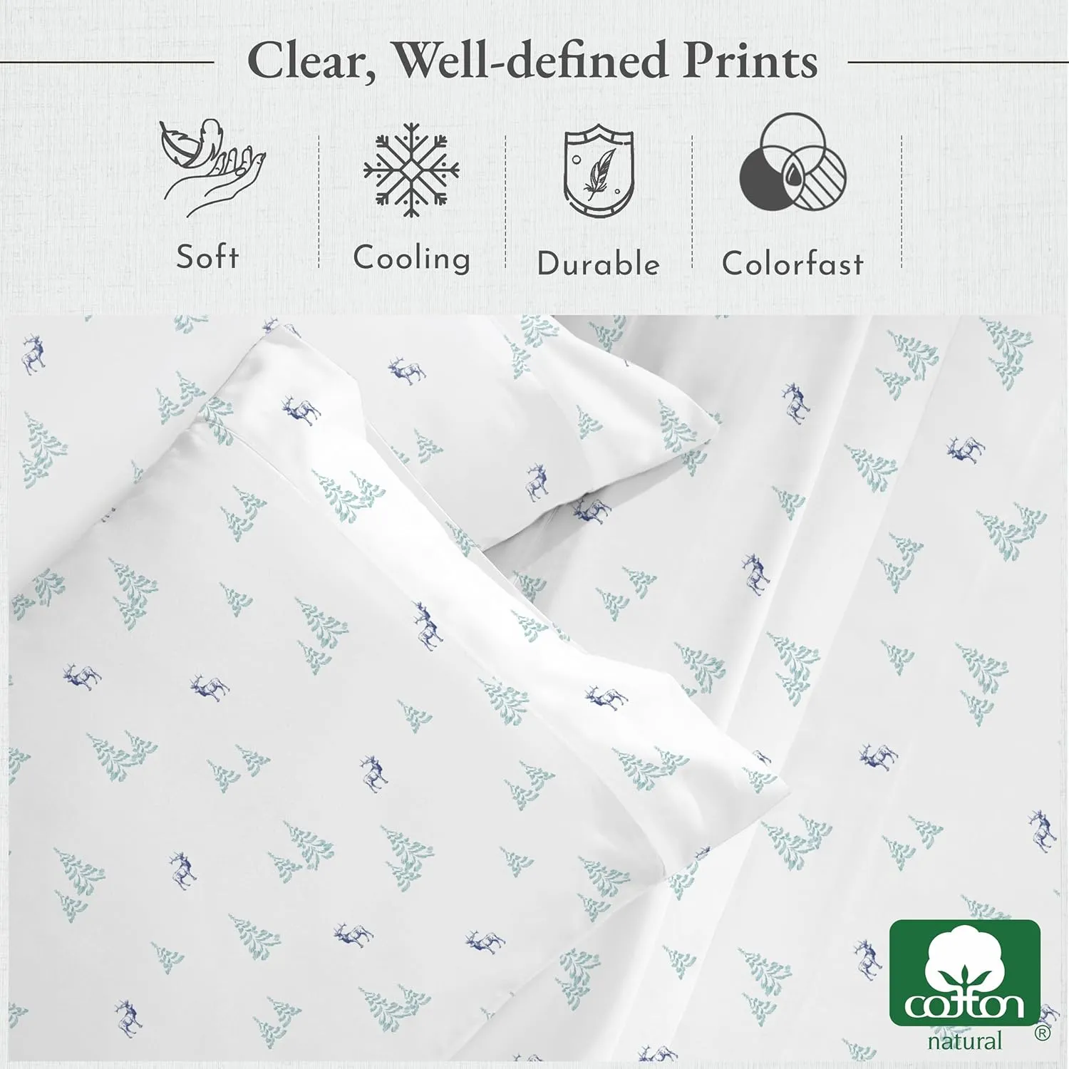 California Design Den Deep Pocket Twin Sheets Set - 400 Thread Count Sateen, Natural 100% Cotton Sheets Twin, Cooling and Durable Bedding Set - Lodge Camp