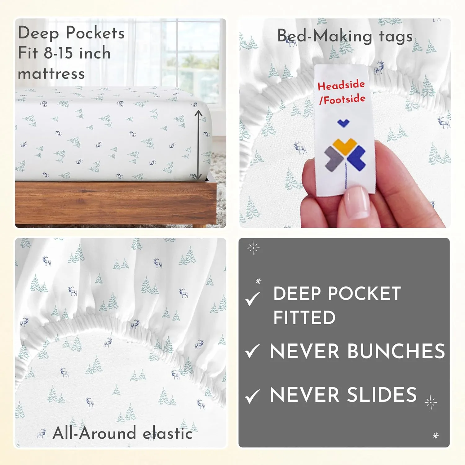 California Design Den Deep Pocket Twin Sheets Set - 400 Thread Count Sateen, Natural 100% Cotton Sheets Twin, Cooling and Durable Bedding Set - Lodge Camp