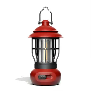 Camping Lamp, COB Lantern for Power Outage, Emergency Supplies, Suitable for Indoor and Outdoor, Portable Red