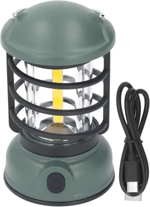 Camping Lantern Rechargeable Retro Portable Tent Light High Brightness IPX4 Water for Outdoor Camping Fishing Emergency Power Outage ABS Material 1200mAh Battery