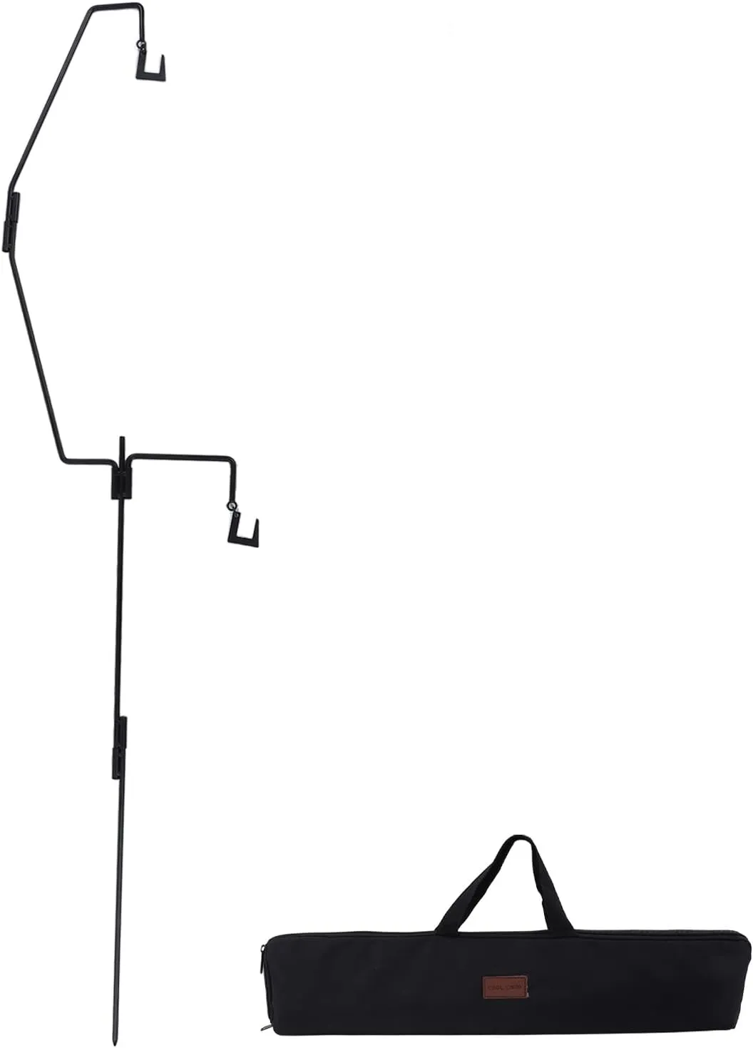 Camping Lantern Stand Portable 5 Sections Lamp Pole Stable Sturdy Iron Lamp Hanger Rack with Storage Bag for Fishing Camping Hiking Outdoor Activities