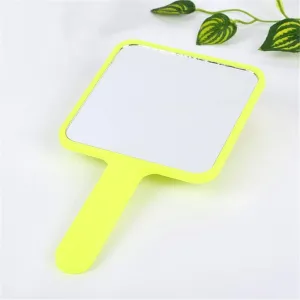 Candy Colors Small Mirror Rectangle Light Handle Mirror Portable Girl Makeup Mirror Colorful Child Toy Hand Mirror Makeup Mirror (D)